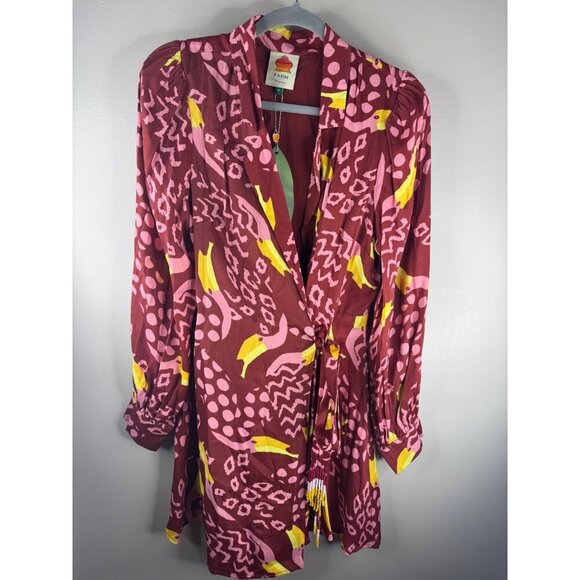 farm rio burgundy dress Burgundy Puff Sleeve Mini Dress  FARM Rio